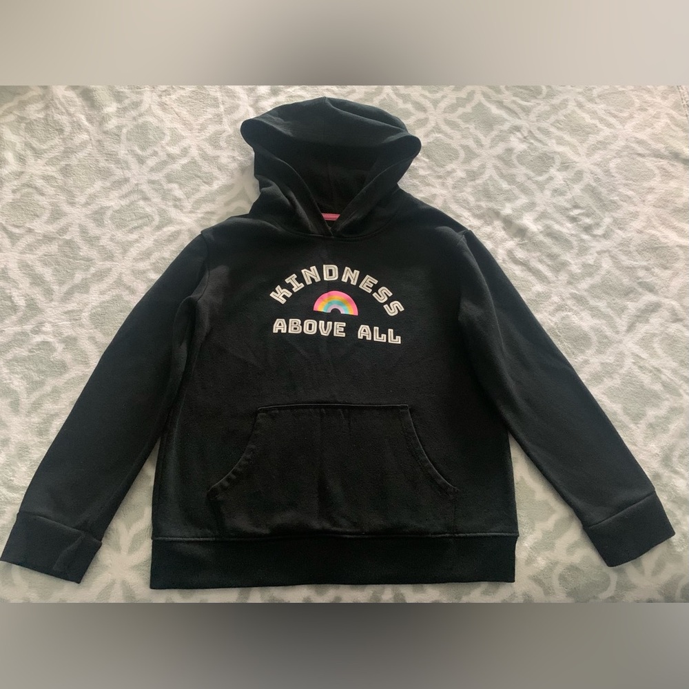Cat & Jack Black Hoodie with Kindness Rainbow Design